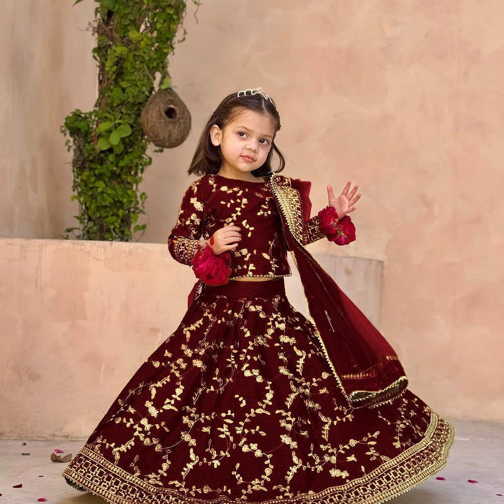 Charming Girl's Embroidered Organza Stitched Suit - 3 Pcs Set