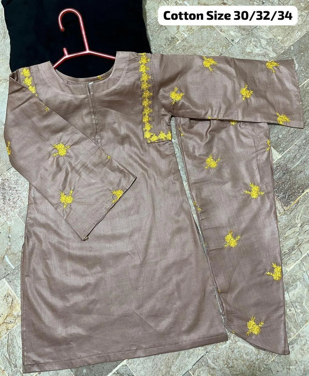 2 Pcs Girl's Stitched Cotton Embroidered suit
