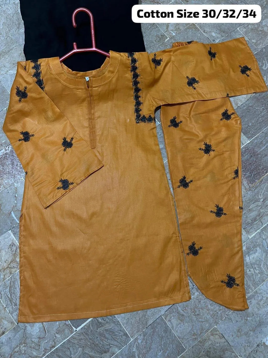 2 Pcs Girl's Stitched Cotton Embroidered suit