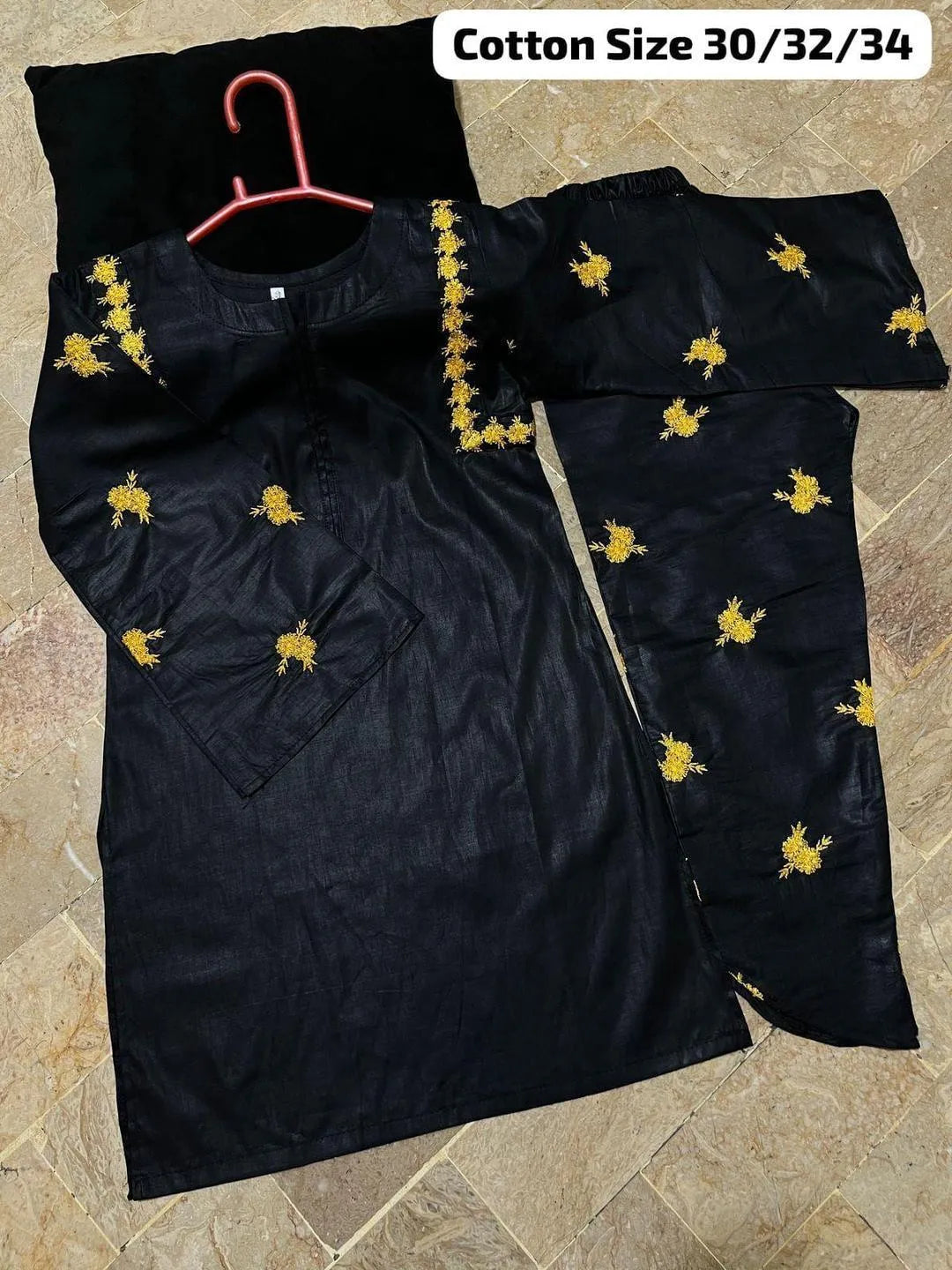 2 Pcs Girl's Stitched Cotton Embroidered suit