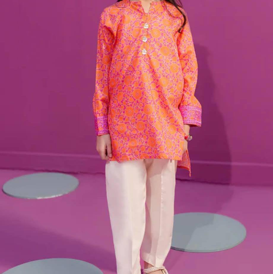 1 Pc Girl's Stitched Lawn Printed Kurta