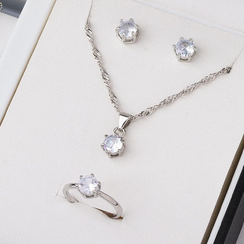 Silver Plated Zircon Necklace Set