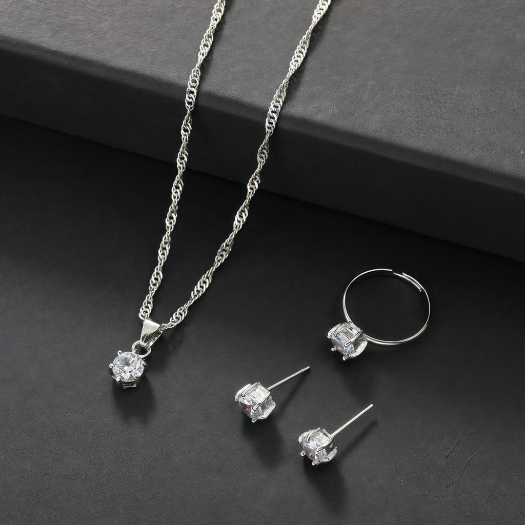 Silver Plated Zircon Necklace Set
