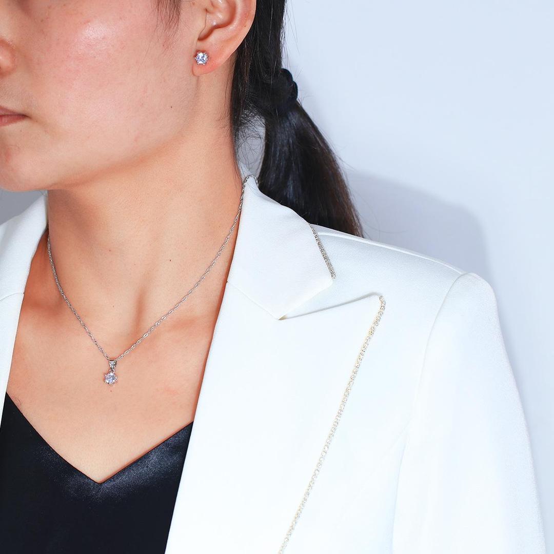 Silver Plated Zircon Necklace Set