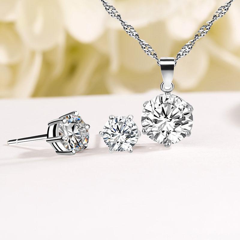 Silver Plated Zircon Necklace Set