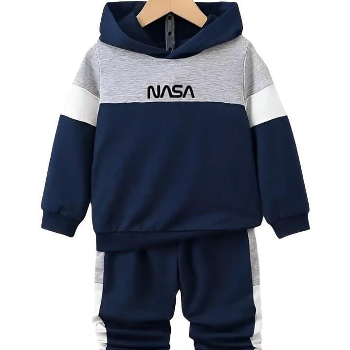 2 Pcs Boy's Fleece Printed Hoodie Tracksuit